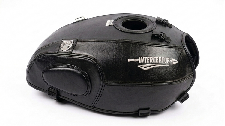 Black Iron Armour tank cover for the Royal Enfield Interceptor 650